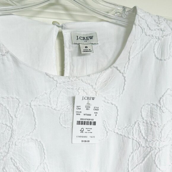 NWT J. Crew Eyelet Puff-Sleeve Mini Dress - Picture 8 of 11